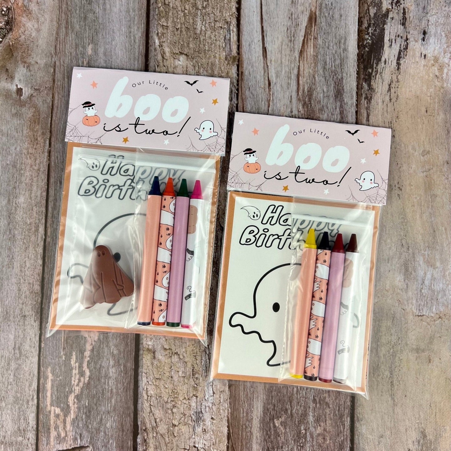 Boo - Themed Mini Color Packs with Ghost Crayons - Perfect for Personalized Kids' Party and Birthday Favors - KrayonQueen