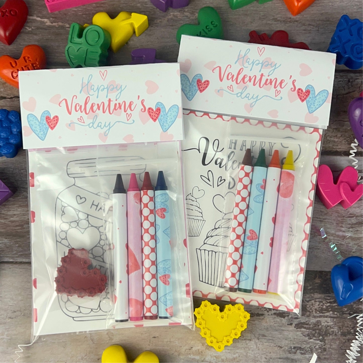 Personalized Kids' Valentine Mini Color Packs - Heart Crayons, Class Favors, and Gifts