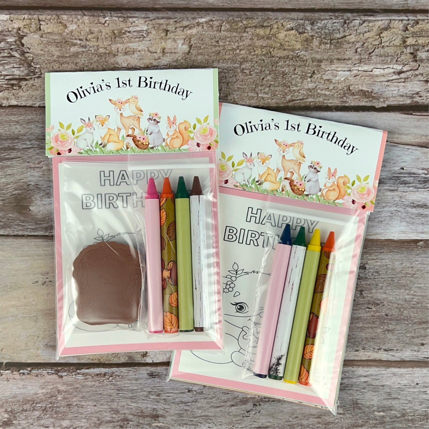 Personalized Woodland Animal Color Packs - Ideal for Kids' Parties, Gifts, and More