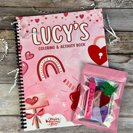 Valentine Personalized Kids Color Books - Valentine Coloring Fun - Gifts for Birthdays, Holidays, Stocking Stuffers - Toddler Activity Books