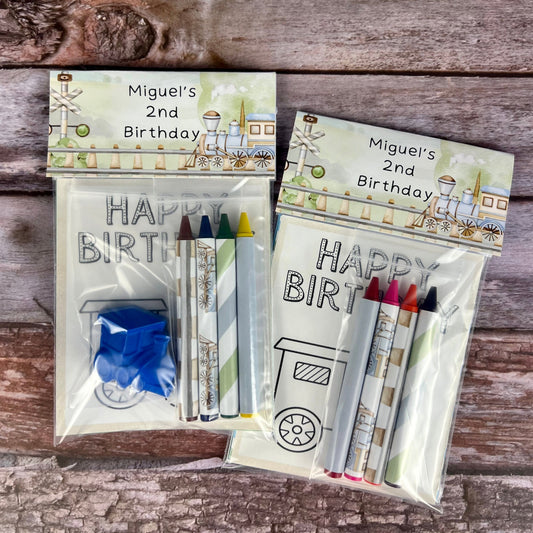 Personalized Train Mini Color Packs - Perfect for Party Favors and Class Celebrations with Train Crayons