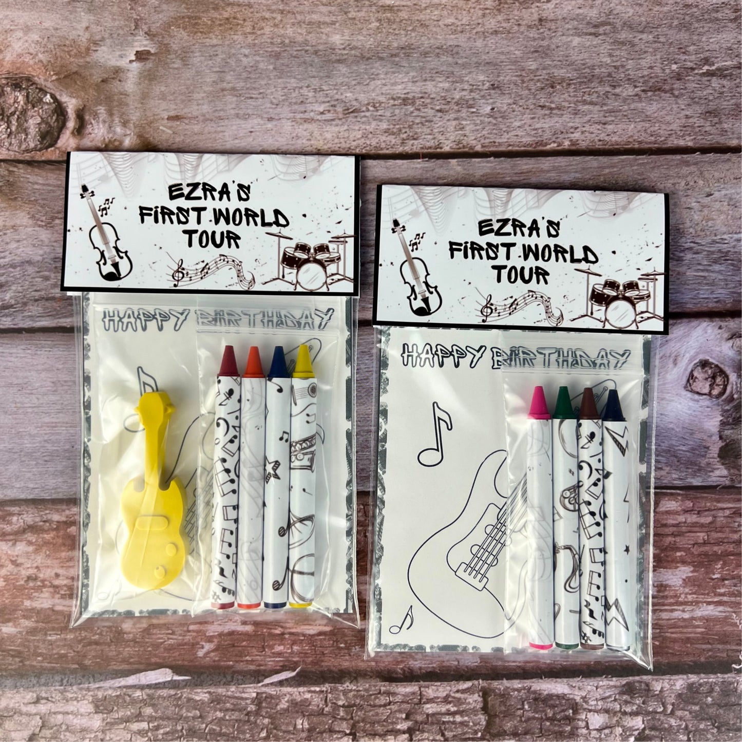 Personalized Music Mini Color Packs - Ideal Party Favors with Guitar Crayons