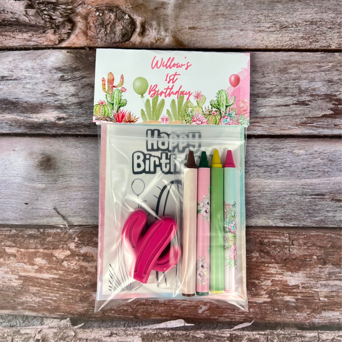 Personalized Cactus Mini Color Packs - Cactus Crayons for Kids' Gifts, Party Favors, Birthdays, and More