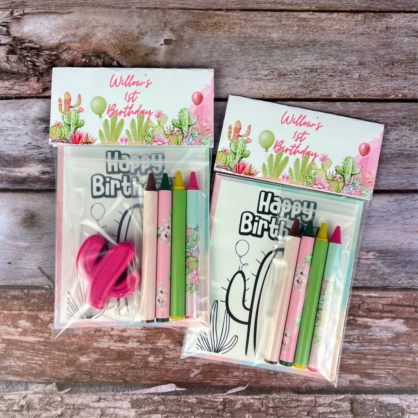 Personalized Cactus Mini Color Packs - Cactus Crayons for Kids' Gifts, Party Favors, Birthdays, and More