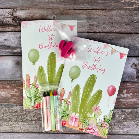 Personalized Cactus Coloring Books with Cactus Crayons - Ideal Birthday Favors for Kids