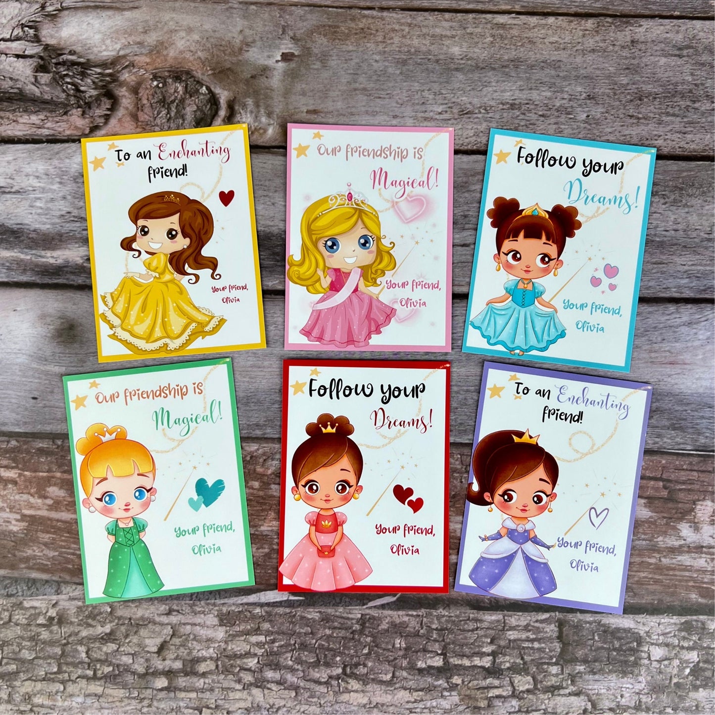 Princess Valentines Cards with Crayons - Ideal Kids Class Favors for Valentine's Day