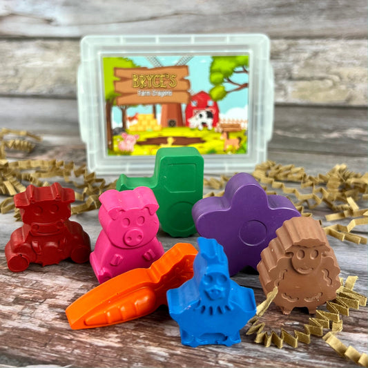 Personalized Farm Animal Crayons Gift Box - Kids' Art Set for Fun and Creativity