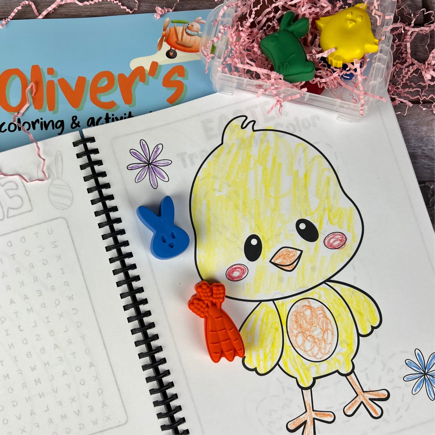 Personalized Dinosaur Easter Coloring Book with Easter Crayons - Perfect Easter Basket Stuffers for Kids