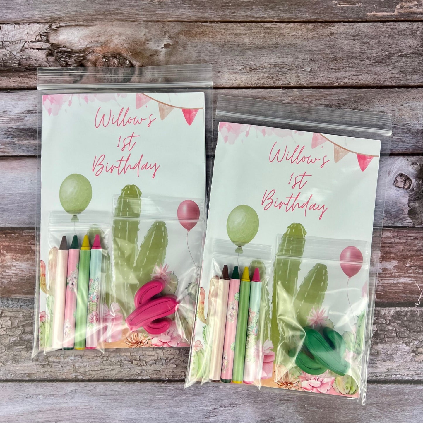 Personalized Cactus Coloring Books with Cactus Crayons - Ideal Birthday Favors for Kids