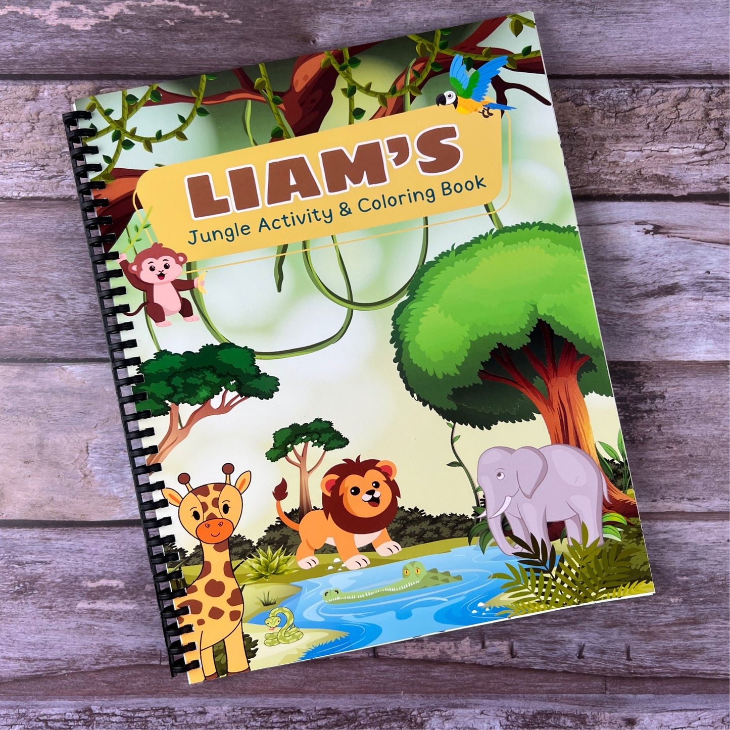 Personalized Jungle Safari Activity Books for Kids: Engaging Coloring Fun - Unique Gift Set with Safari Crayon Gift Box