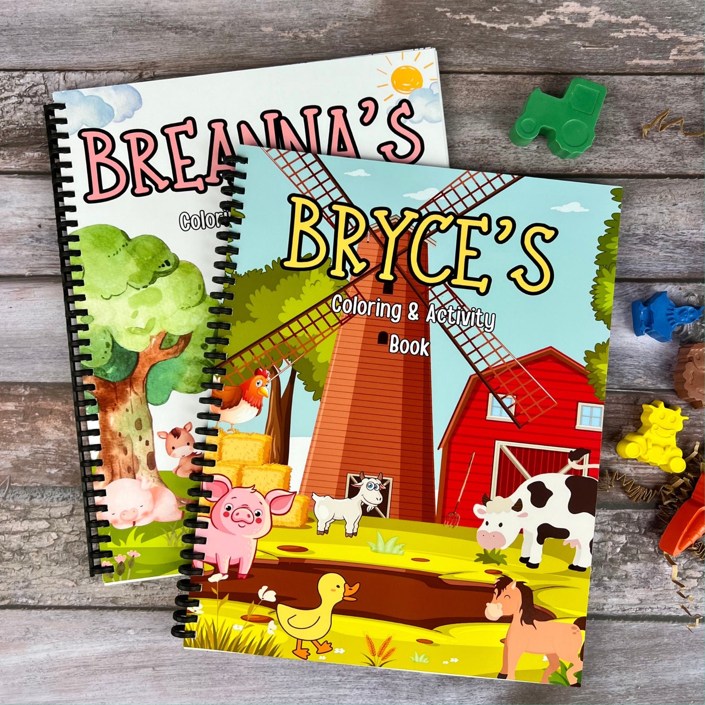 Customized Kids' Farm Animal Activity Books - Unique Gift Set with Farm Animal Crayon Box