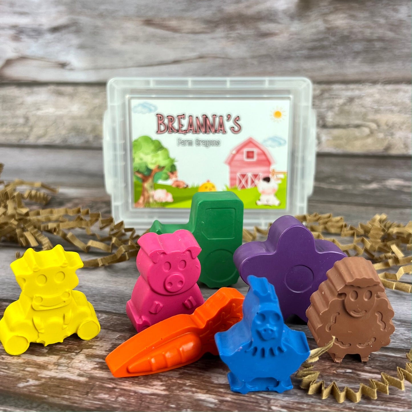 Personalized Farm Animal Crayons Gift Box - Kids' Art Set for Fun and Creativity