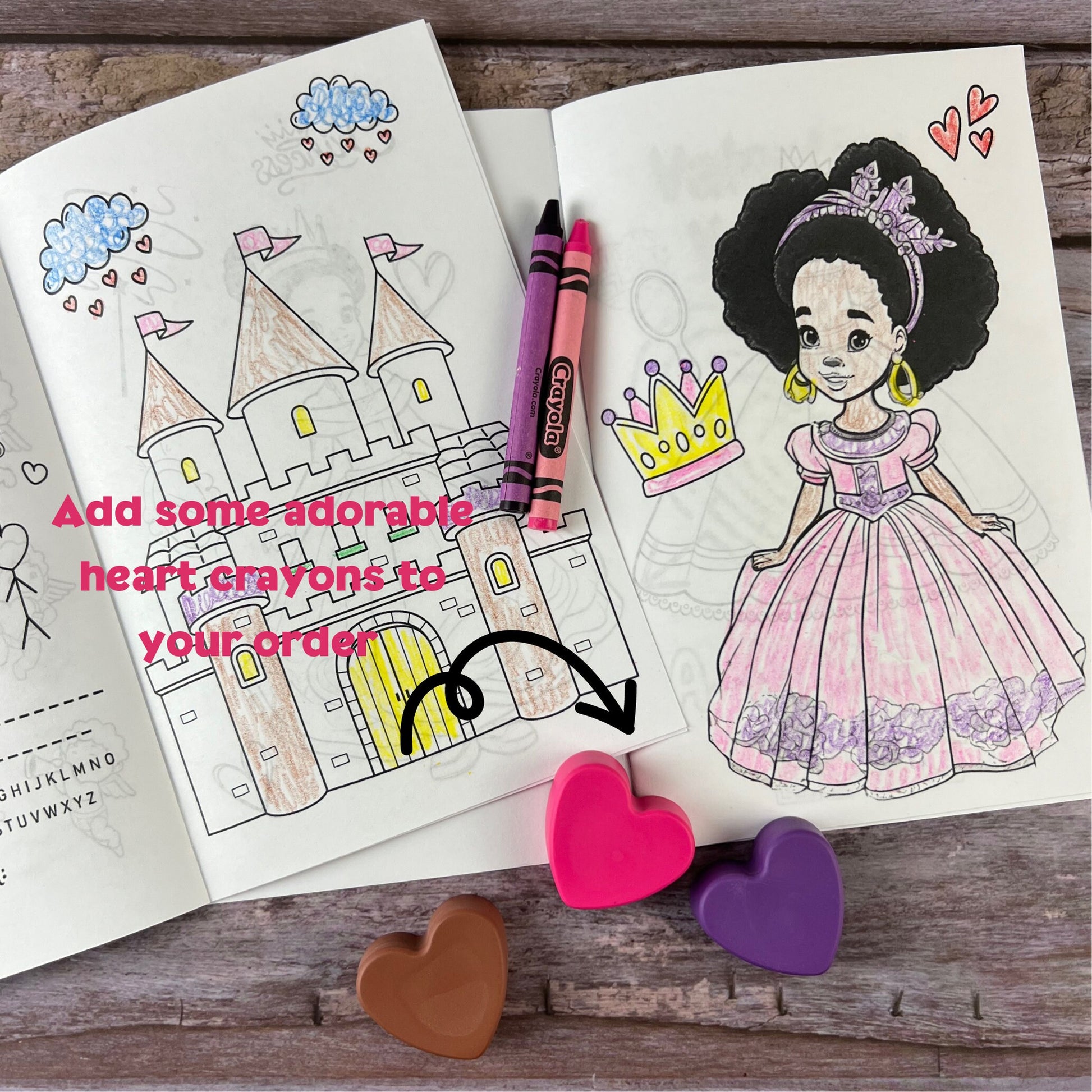 African American Princess Valentines Coloring & Activity Books with Crayons - Ideal for Kids' Classroom Valentine Favors - KrayonQueen