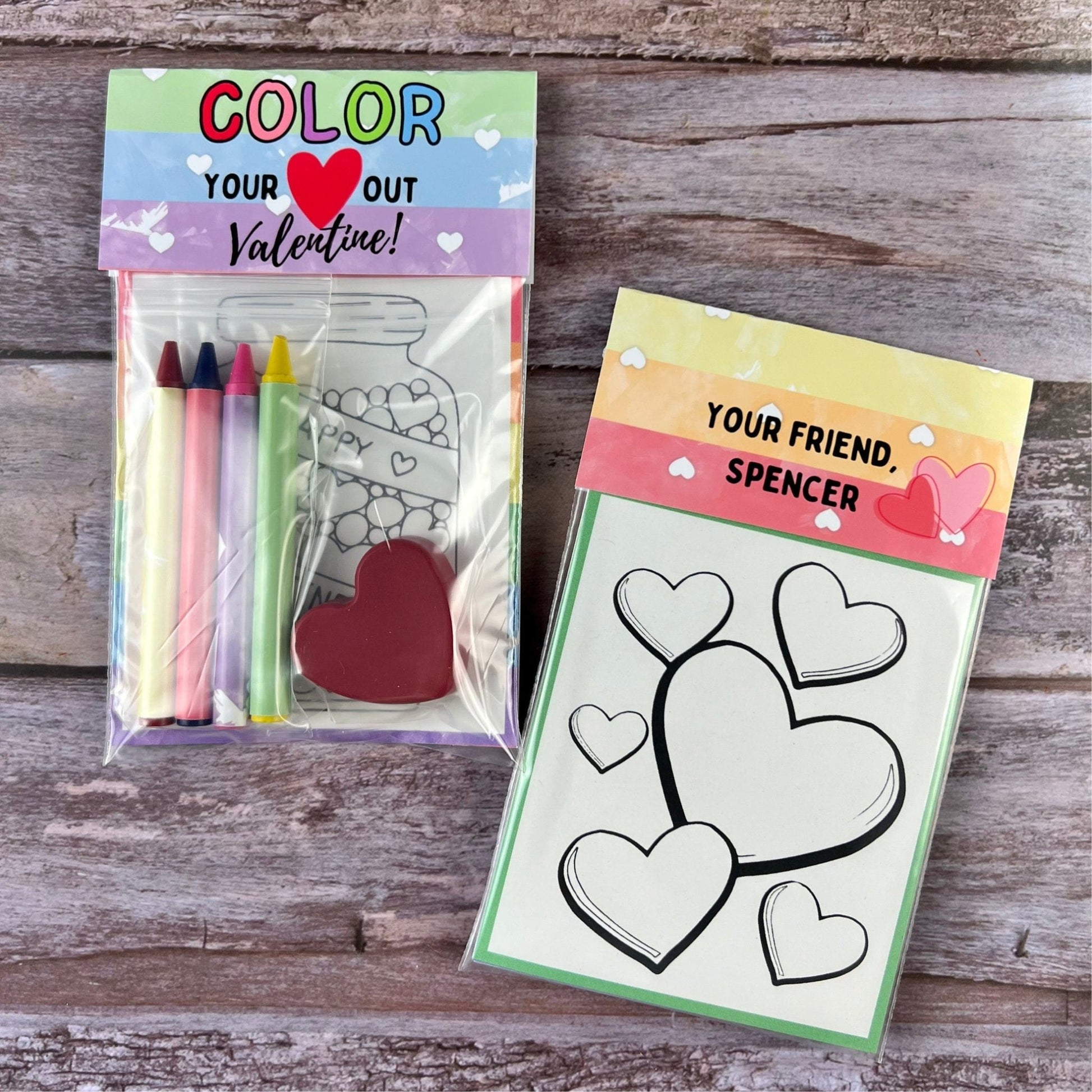 Color Your Heart Out Valentine' - Vibrant Kids Valentine Color Packs for School - KrayonQueen