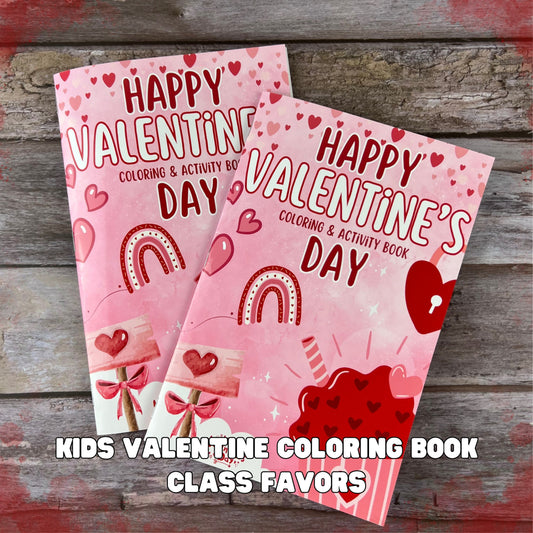 Personalized Valentines Coloring & Activity Books - Ideal for Kids' Classroom Valentine Favors