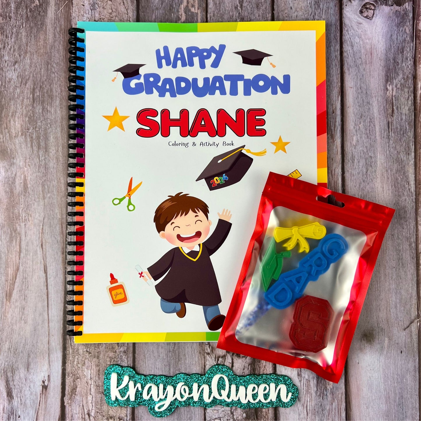 Personalized Kindergarten Graduation Coloring Book and Crayons Set - Perfect Graduation Gift for Kids - Preschool Graduation Keepsake