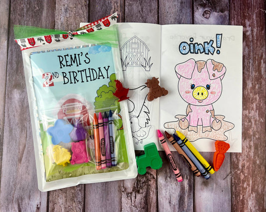 Personalized Farm Animal Mini Color Packs: Perfect for Parties, Gifts, and Classroom Favors! Ideal Birthday Favors for Kids.