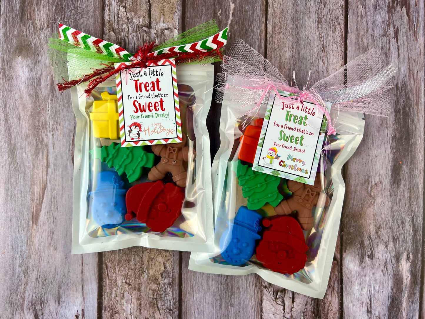 Customized Christmas Crayon Sets - Perfect Kids Class Party Favors & Stocking Stuffers