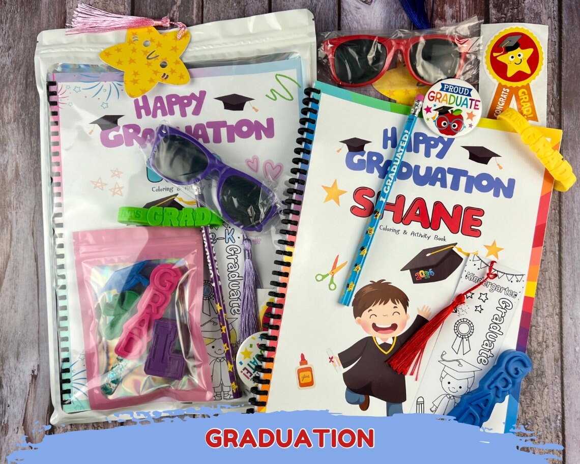 Personalized Kindergarten Graduation Coloring Book - Ideal Gift for Graduates! Great for Goodie Bags & Presents - Kids Graduation Keepsake