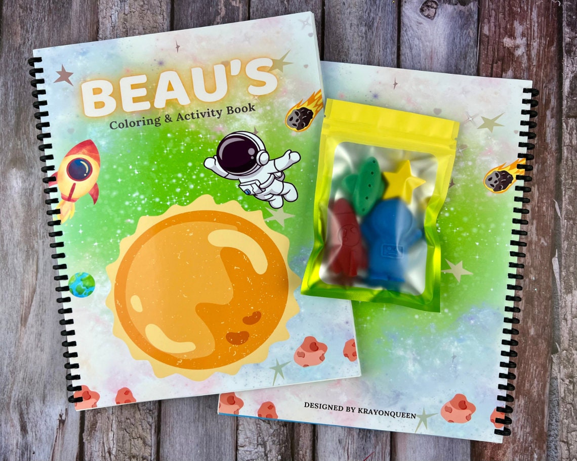 Personalized Outer Space Activity Books for Kids: Engaging Coloring Fun - Unique Gift Set with Astronaut Crayon Gift Set