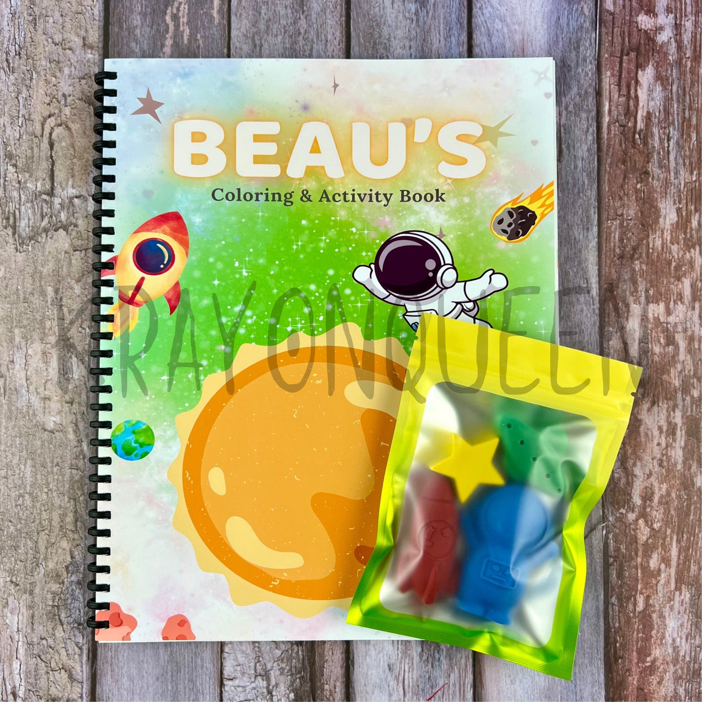 Personalized Outer Space Activity Books for Kids: Engaging Coloring Fun - Unique Gift Set with Astronaut Crayon Gift Set