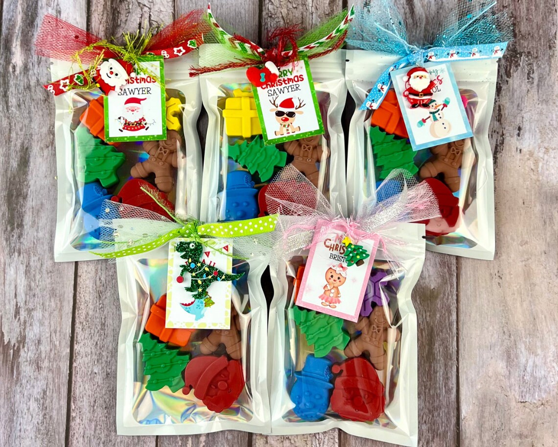 Personalized Christmas Crayon Sets - Perfect Kids Party Favors & Stocking Stuffers