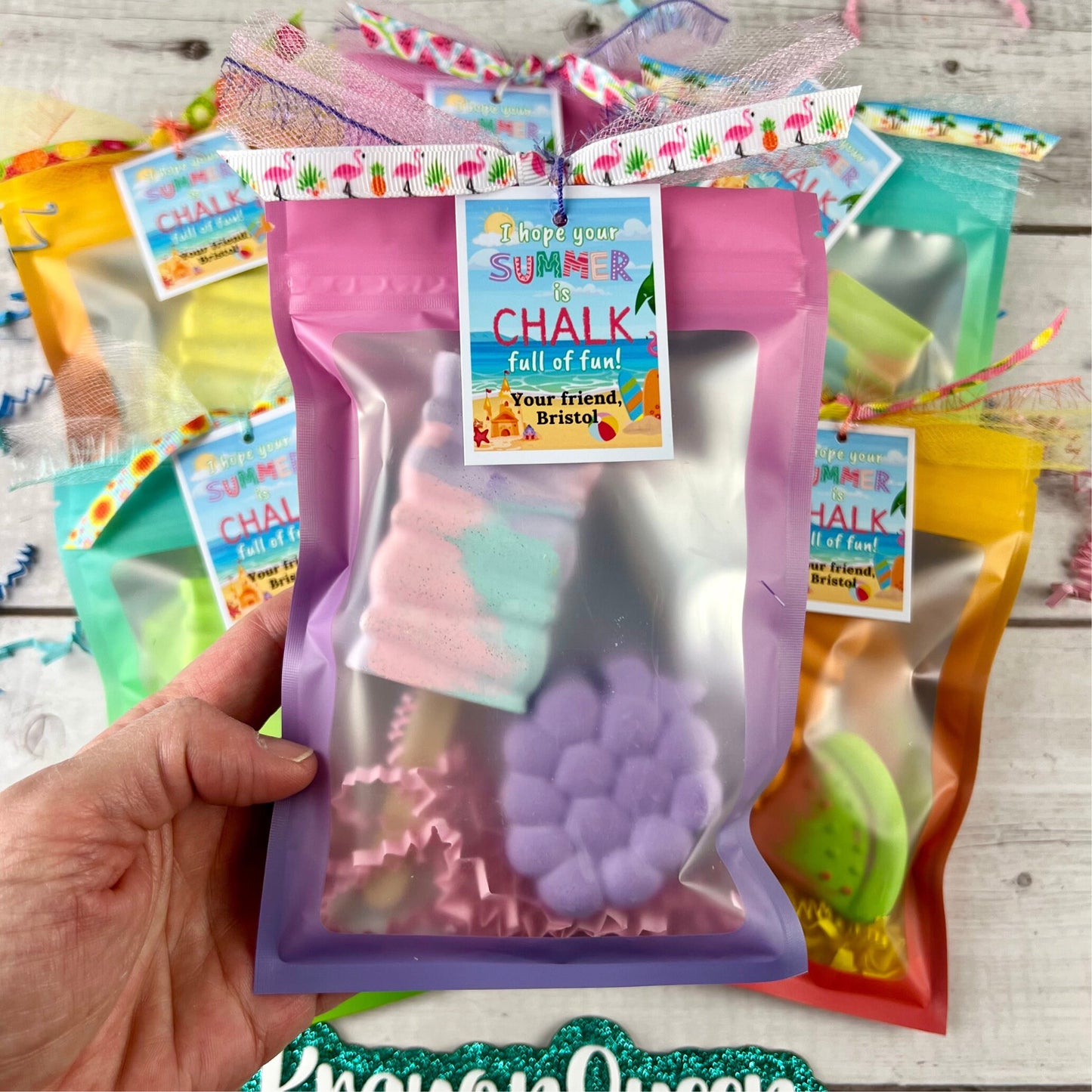 Colorful Kids Chalk Set - Summer Popsicle Theme - Personalized Graduation & Class Favors