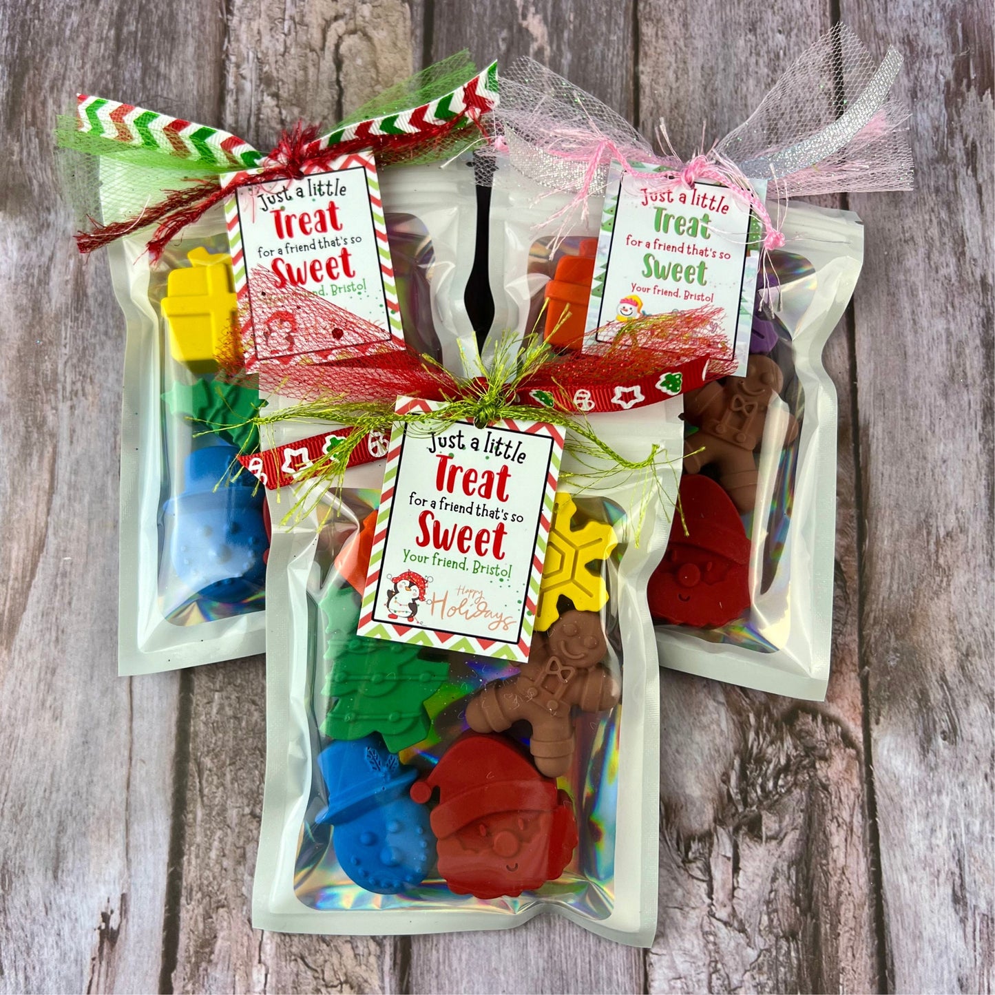 Customized Christmas Crayon Sets - Perfect Kids Class Party Favors & Stocking Stuffers