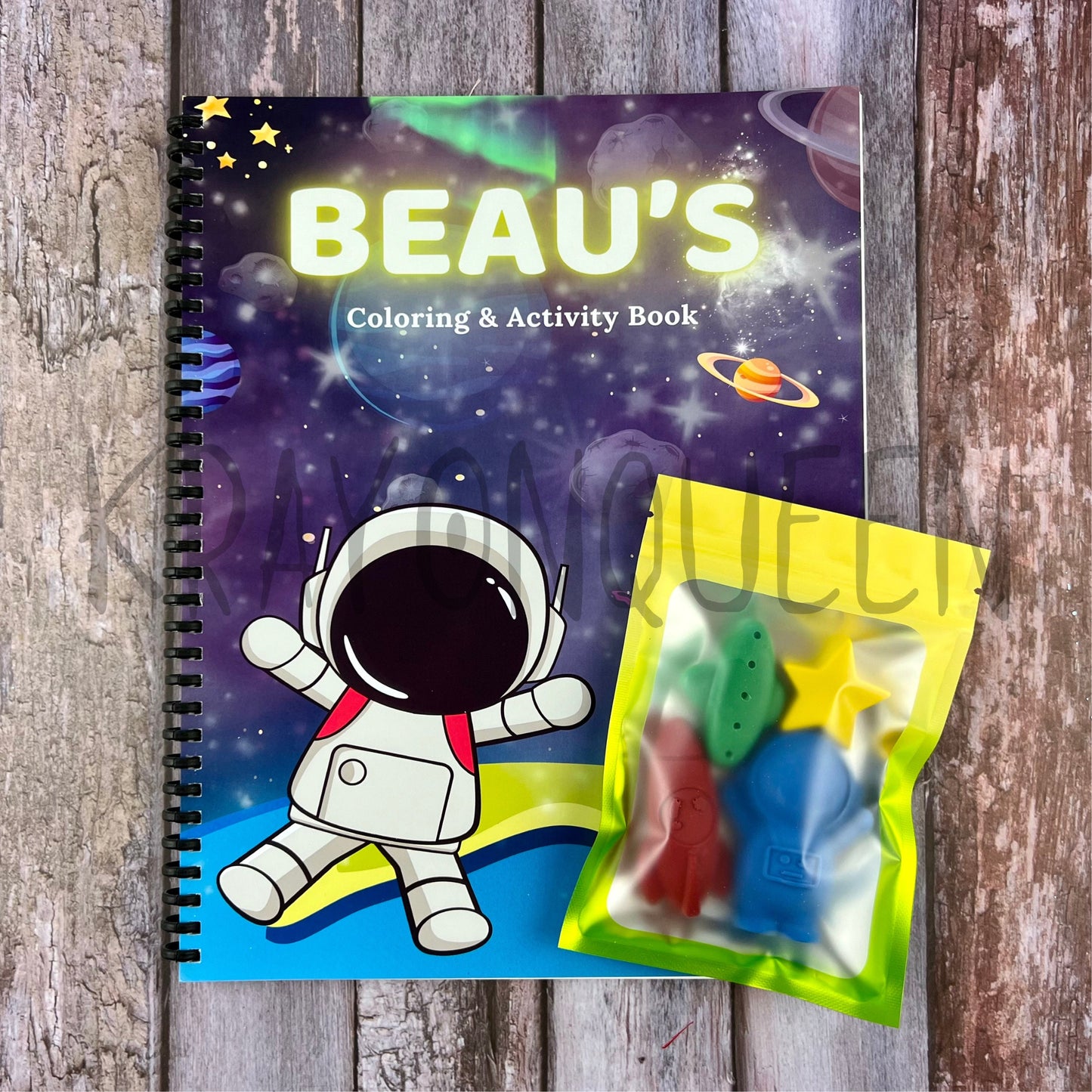 Custom Outer Space Activity Books for Children: Fun Coloring Adventures - Special Gift Bundle featuring Astronaut-themed Crayon Set