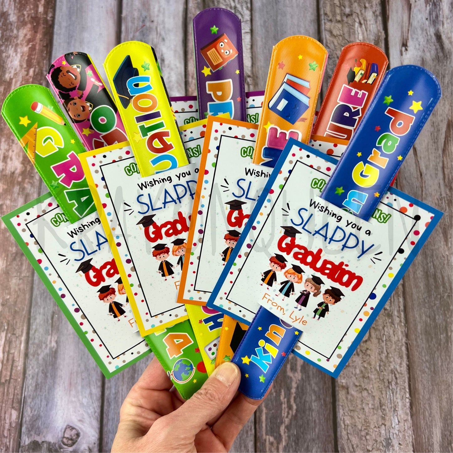 Personalized Graduation Cards with Slap Bracelets - Ideal for Kids' Classroom Favors, Graduation Gifts, and Party Favors