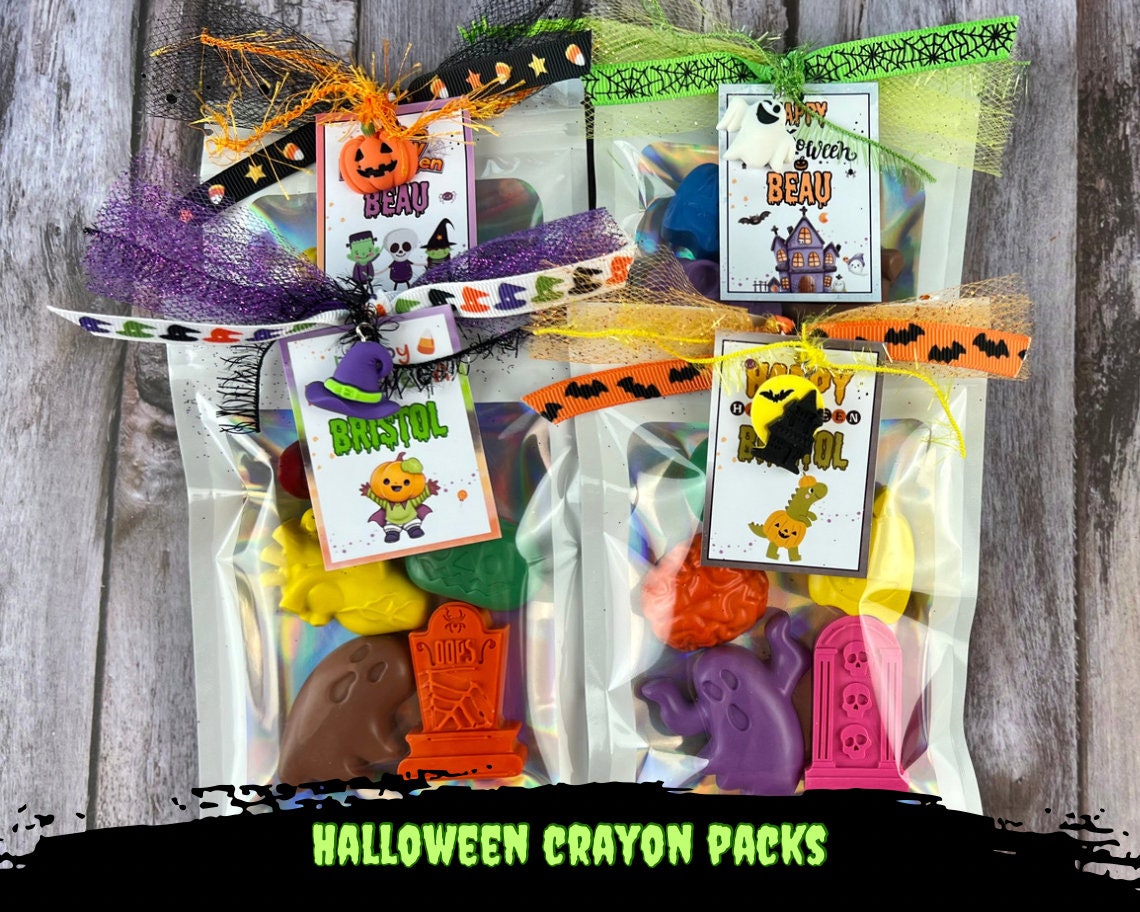 Halloween Personalized Crayon Party Favors for Kids - Spooky and Fun Birthday & Class Treats