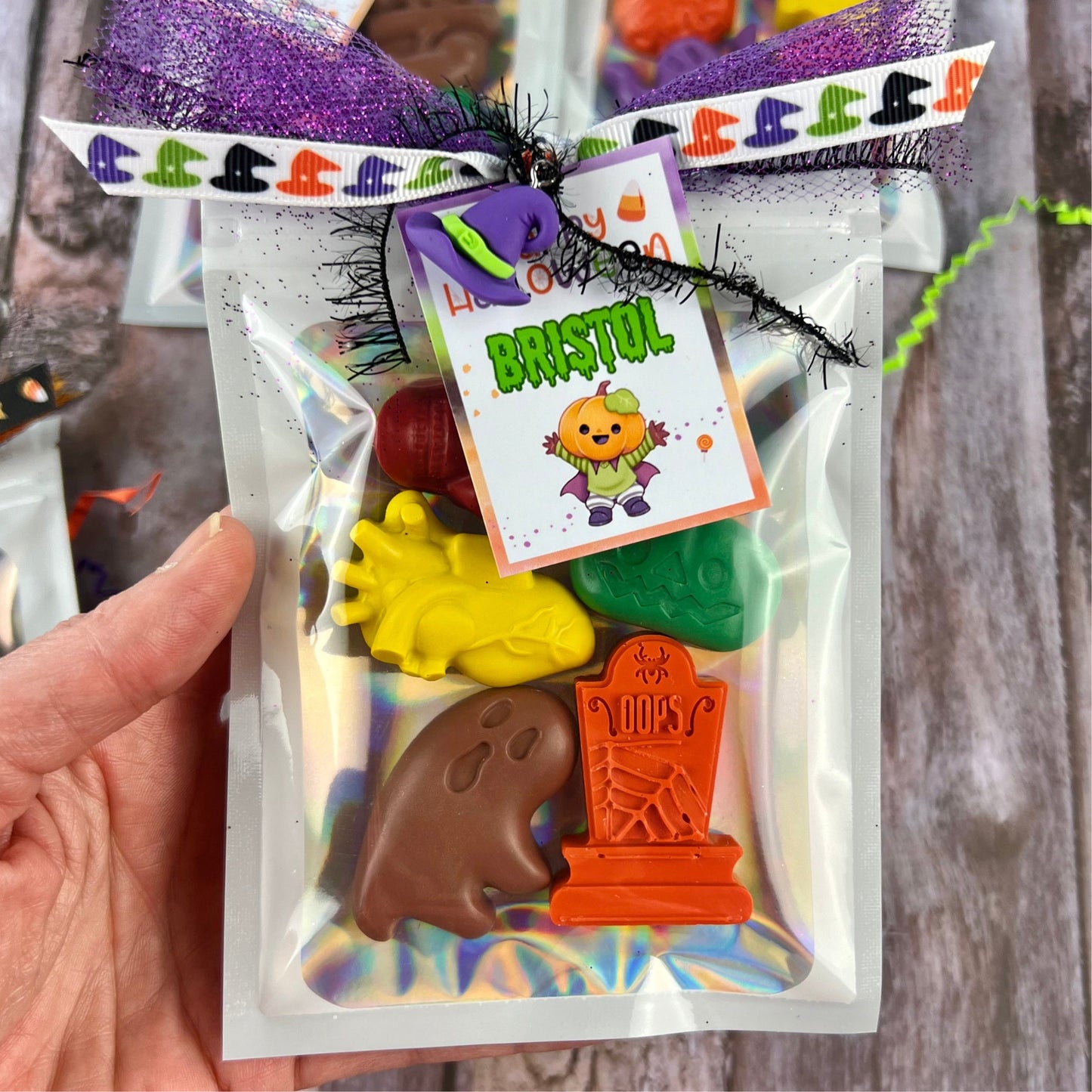 Halloween Personalized Crayon Party Favors for Kids - Spooky and Fun Birthday & Class Treats