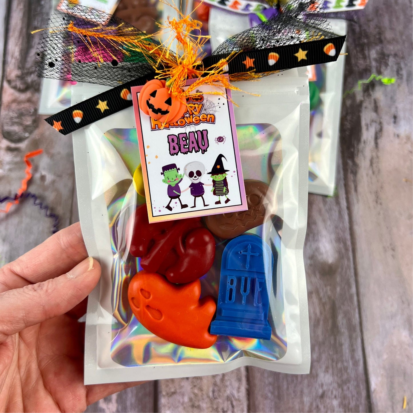 Halloween Personalized Crayon Party Favors for Kids - Spooky and Fun Birthday & Class Treats