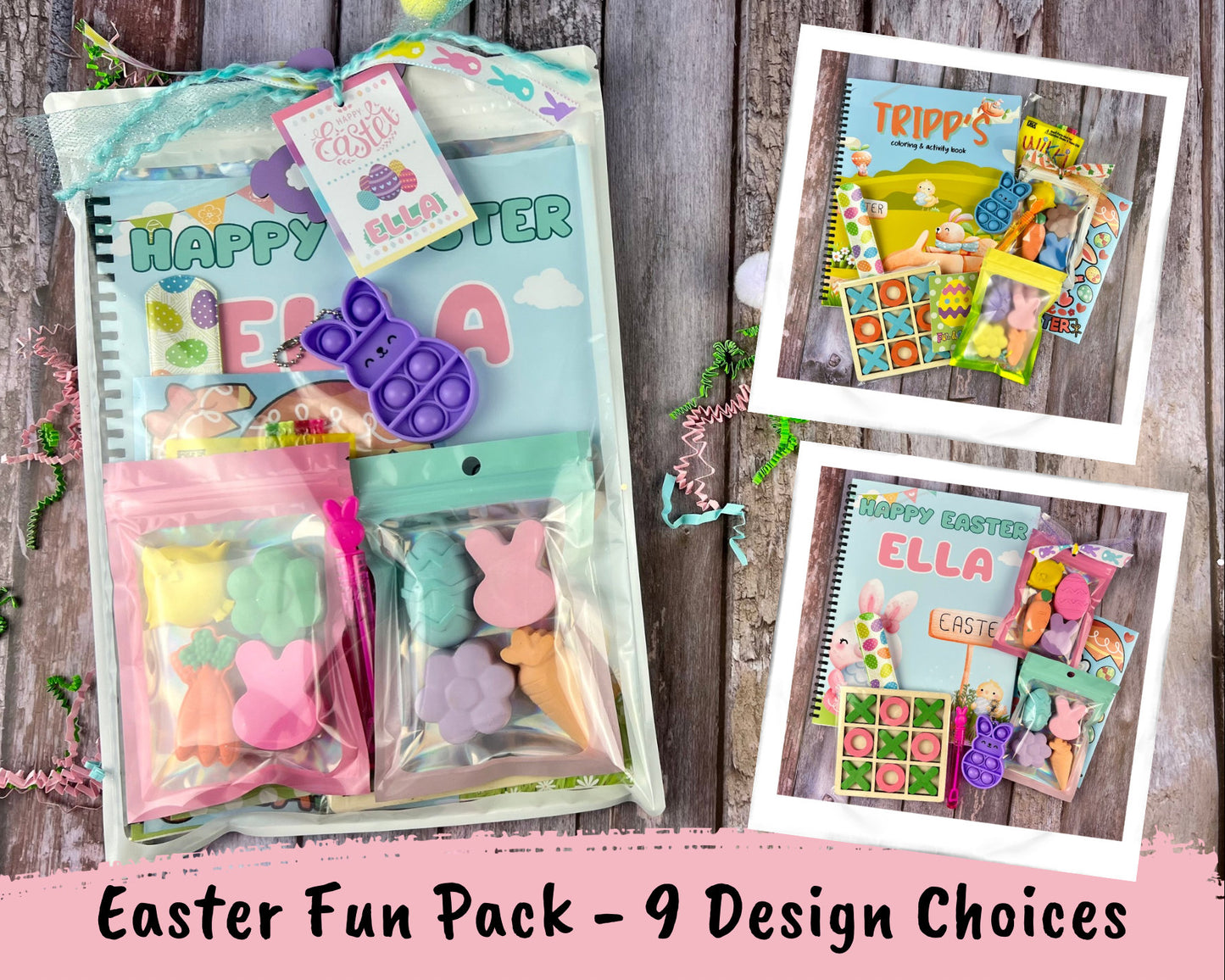 Easter basket fun pack favors. Color packs. Fun packs. Easter crayons. Goodie bags. Basket stuffers. Personalized. Activity packs.