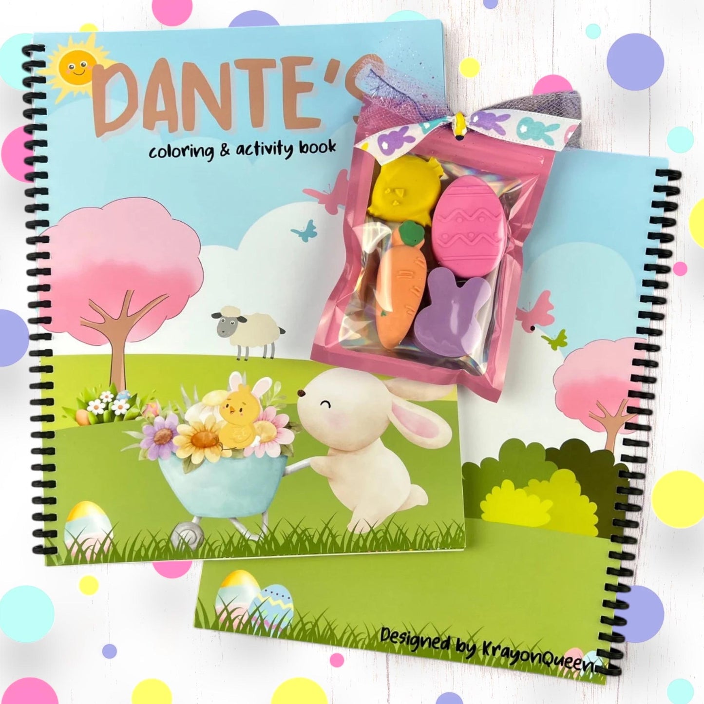 Custom Easter Coloring Book Set with Crayons - Ideal Basket Stuffers for Kids - Construction Theme