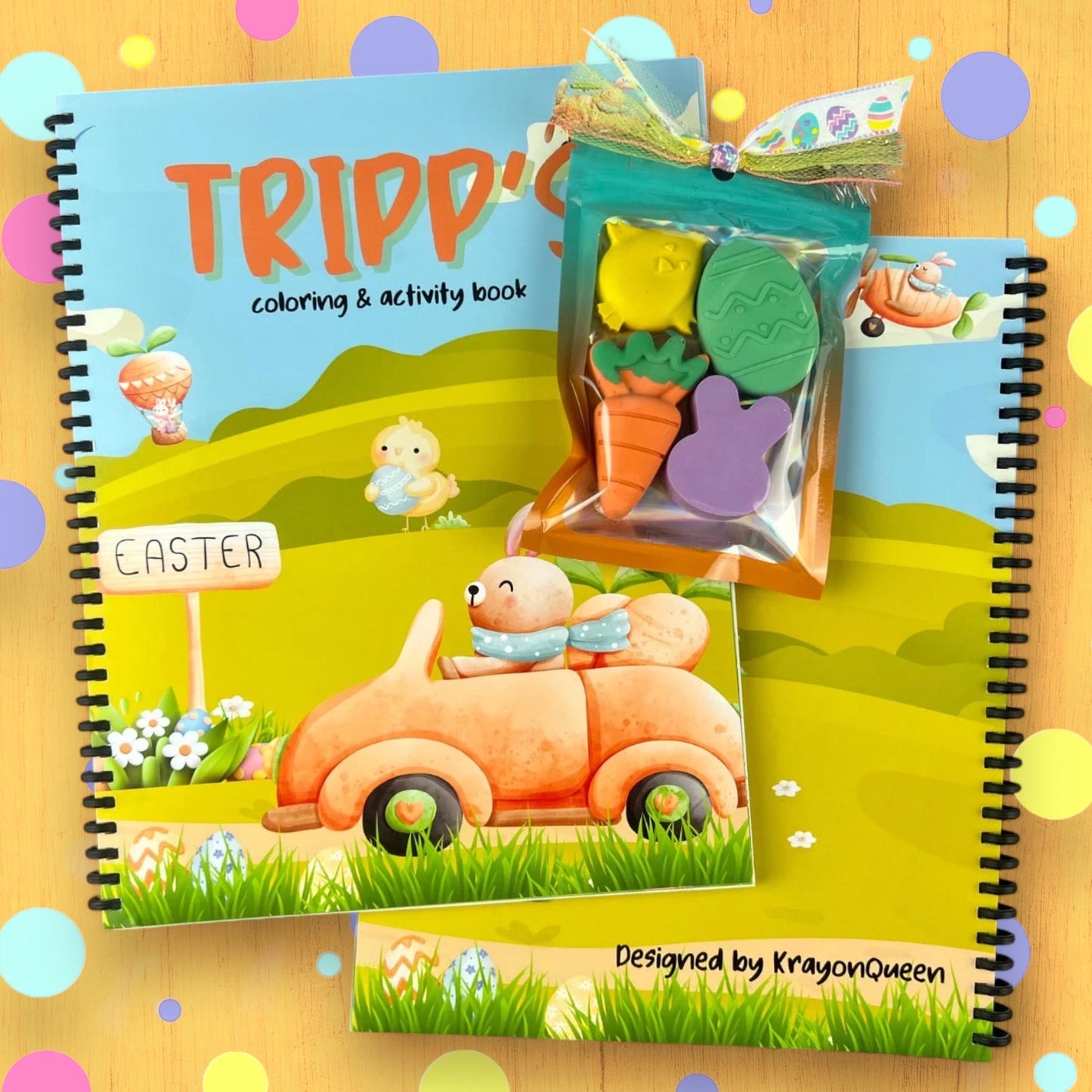 Custom Easter Coloring Book Set with Crayons - Ideal Basket Stuffers for Kids - Construction Theme