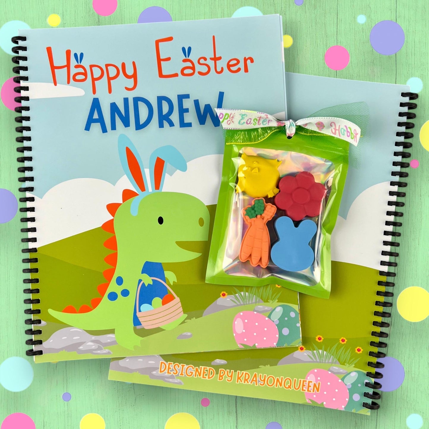 Custom Easter Coloring Book Set with Crayons - Ideal Basket Stuffers for Kids - Construction Theme