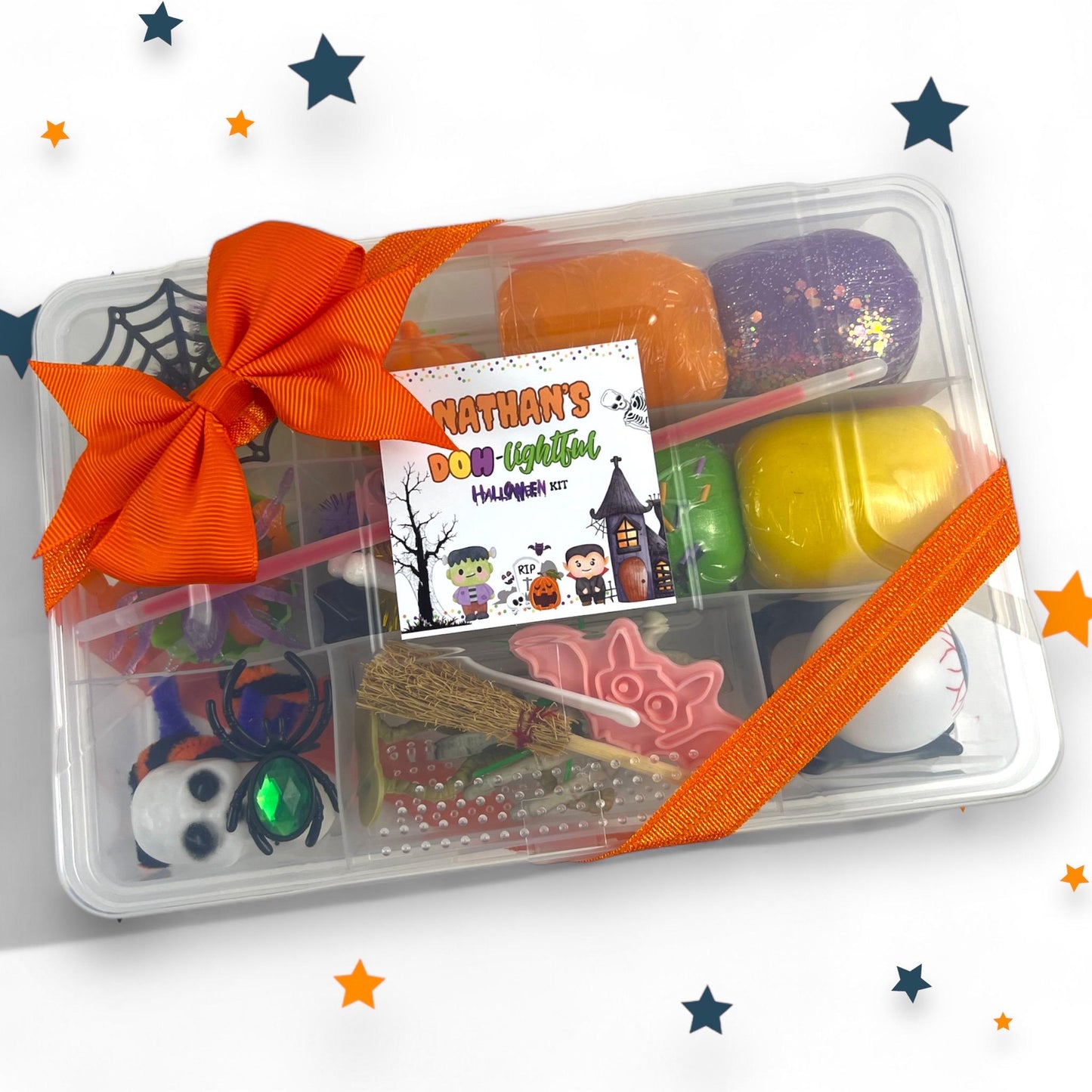 Kids Personalized Halloween Sensory Play Dough Kit - Custom Play Mats - Fun and Unique Halloween Gift