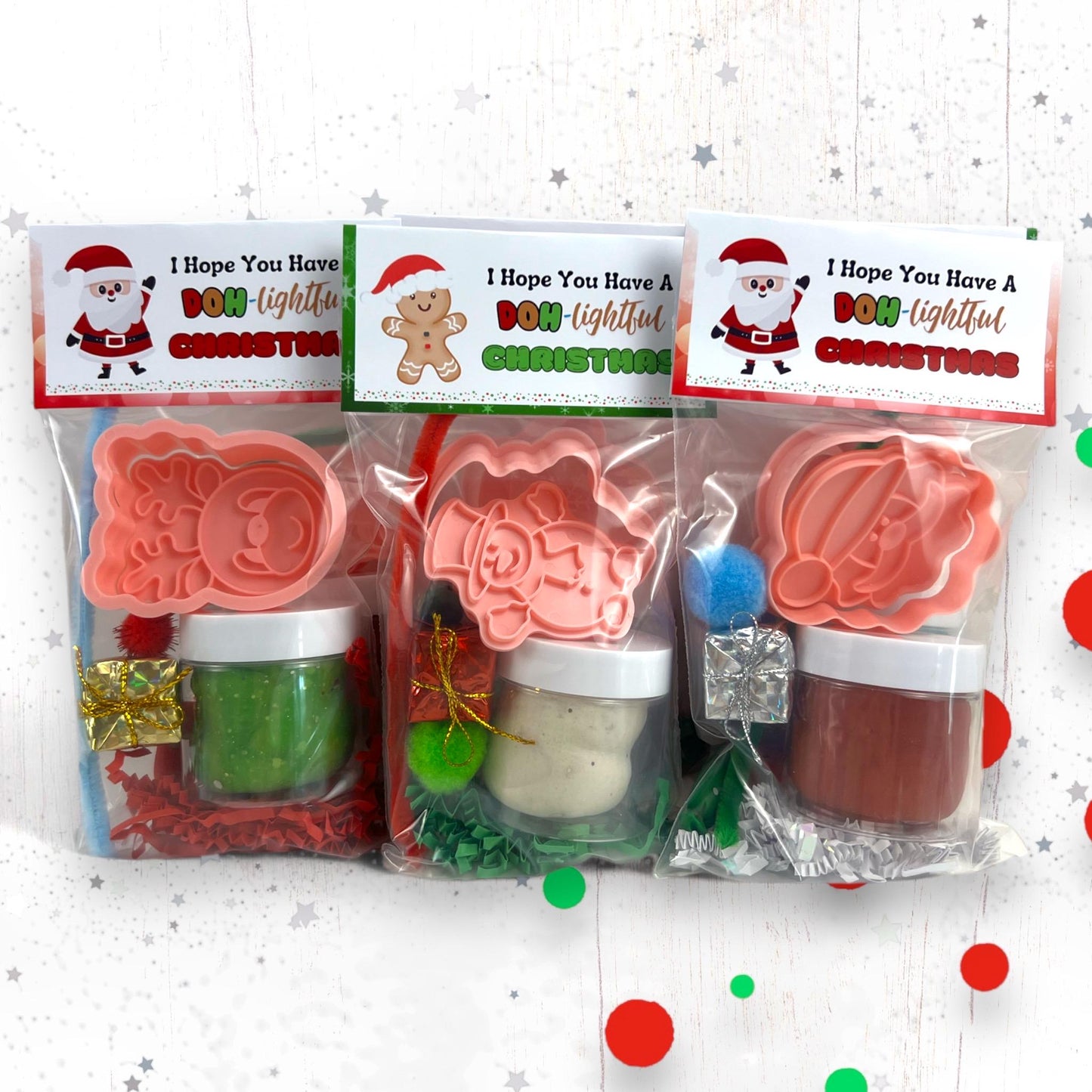 Christmas Play Dough Favors - Personalized Sensory Kits for Kids - Perfect for Parties, Classrooms, and Gifts